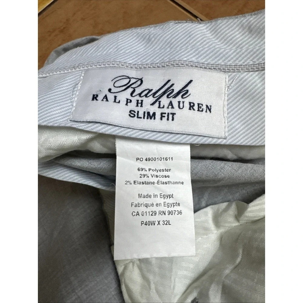 Ralph Lauren White Label Pants Mens 40 x‎ 32 Slim Fit Gray Poly Viscose Stretch